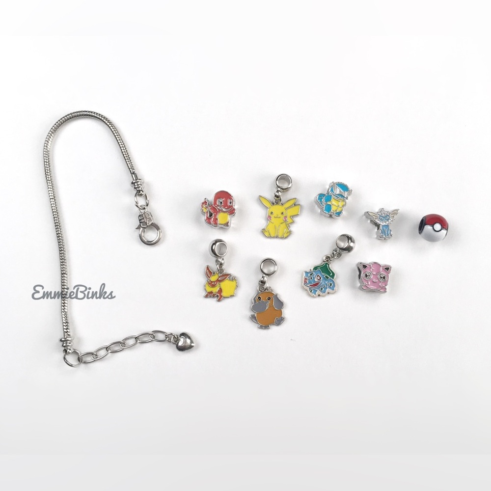 ✨3for$38 New 9 Charm Pokémon Character Silver Enamel Charm Bracelet ~ Pokémon - Picture 9 of 14